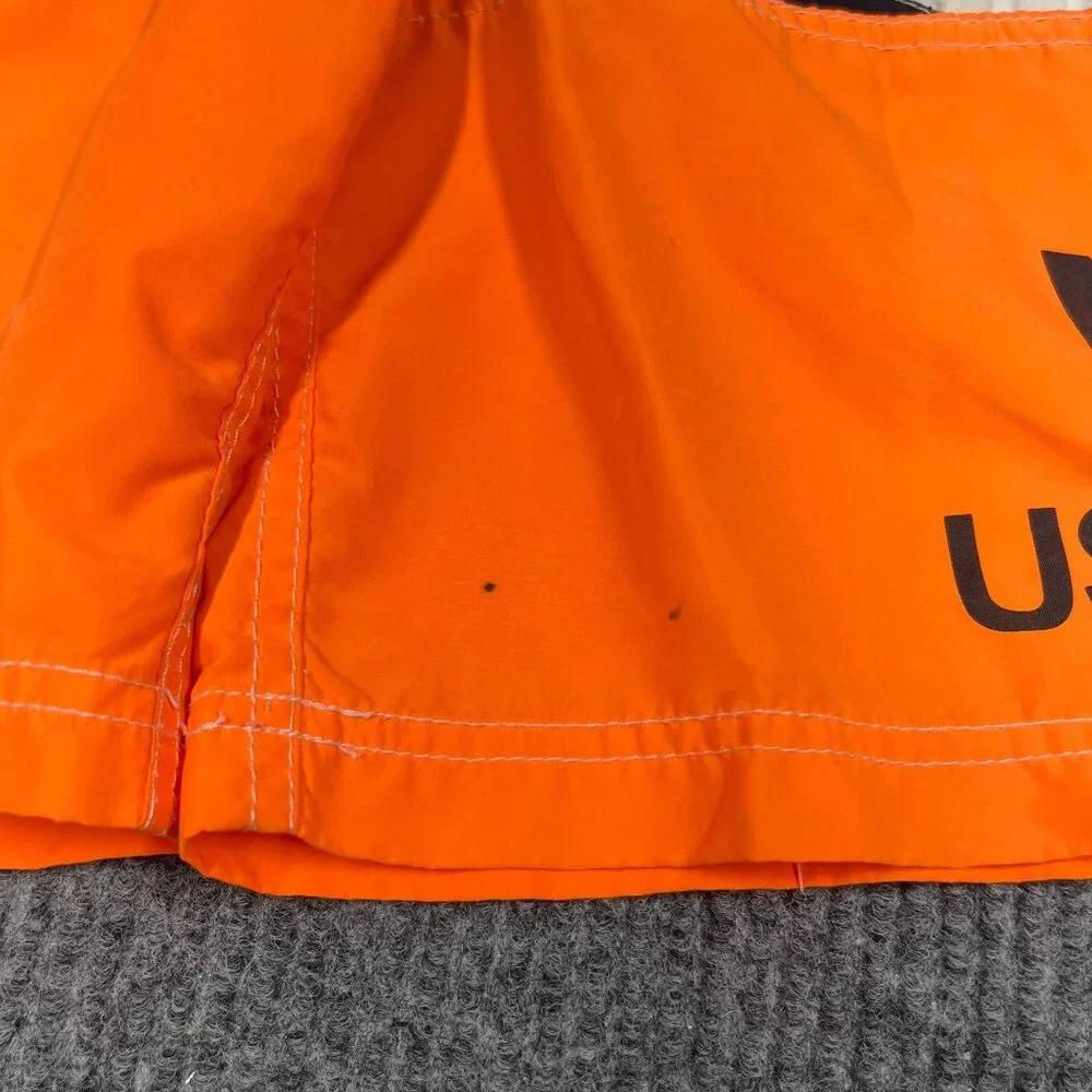 Nautica Boy Swim Trunks Shorts M (10/12) Orange Black US83 Colorblock Mesh Lined